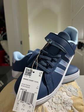 adidas Kids Navy & Light Blue Grand Court 2.0 Hook-and-Loop Sneakers